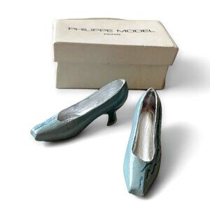 Vintage A pair of Miniature Metal Pumps, Philippe Model, from 80s,‎ very rare